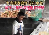20余名留守娃輪流擺拍喂豬完成作業(yè) 會(huì)配合老師完成作業(yè)
