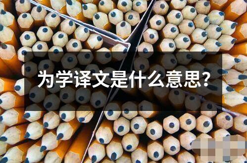 為學譯文是什么意思 為學譯文是指為了學習而翻譯的文本