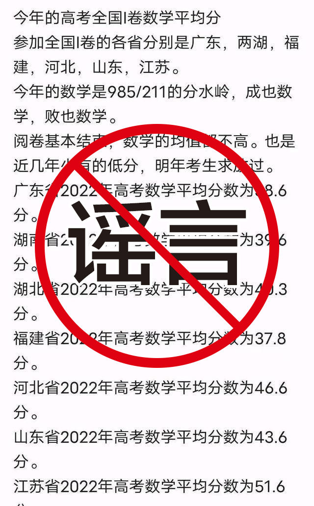 網傳“今年高考數學平均分創(chuàng)新低”？多省辟謠